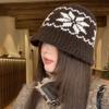 Printed Jacquard Pattern Beanies Warm Printing Knit Cap Snowflake Jacquard Knitted Hat Winter