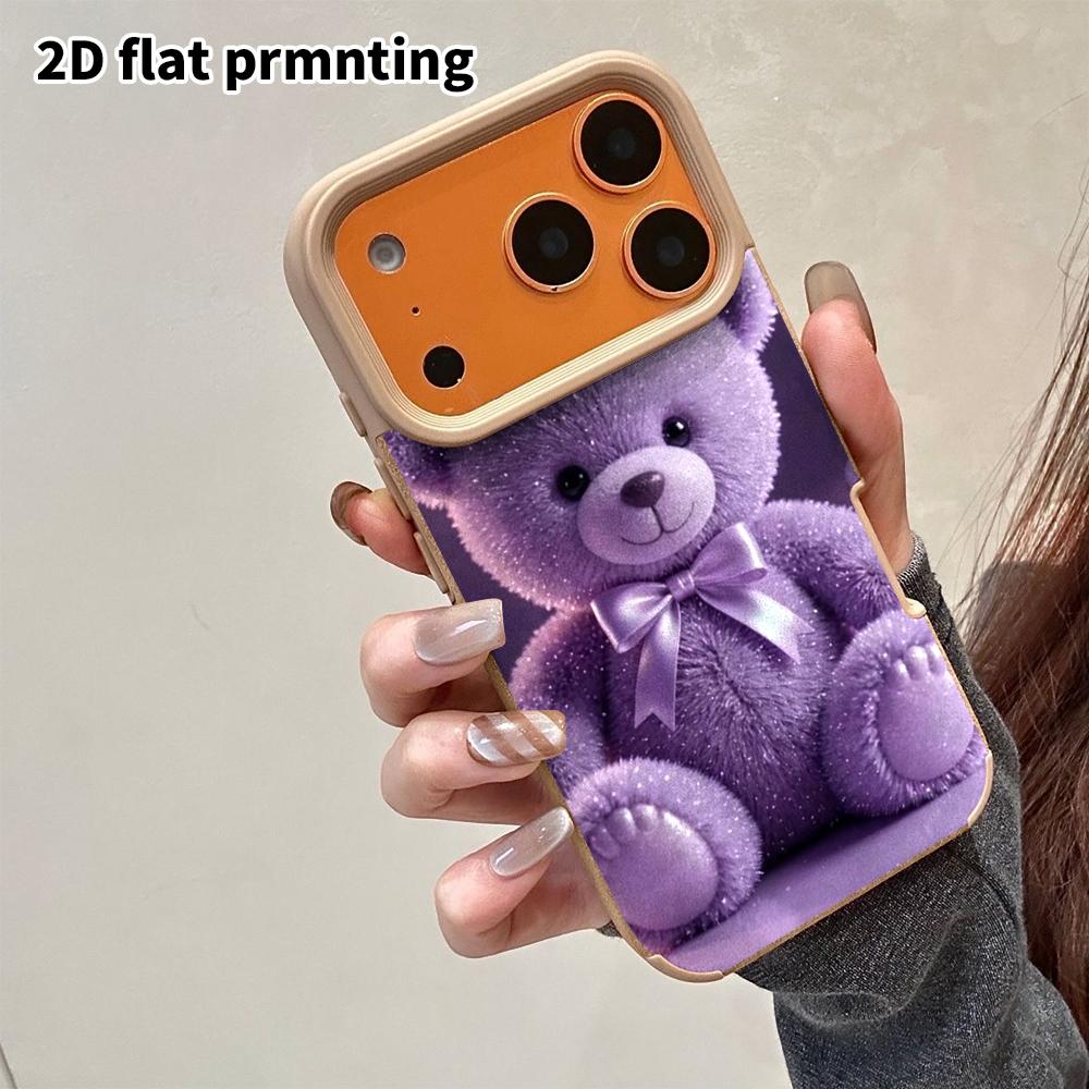Phone Case: 2D flat lambskin suitable for iPhone 18, 17, 16, 15, 14, 13 Pro protective cases, plush little bear, Christmas and Halloween gifts
