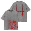 Japanese Anime 100% Cotton T-shirt Anime J-Jujutsu K-Kaisen Vintage Wash T-shirt Loose Plus Size Short Sleeve T-shirt
