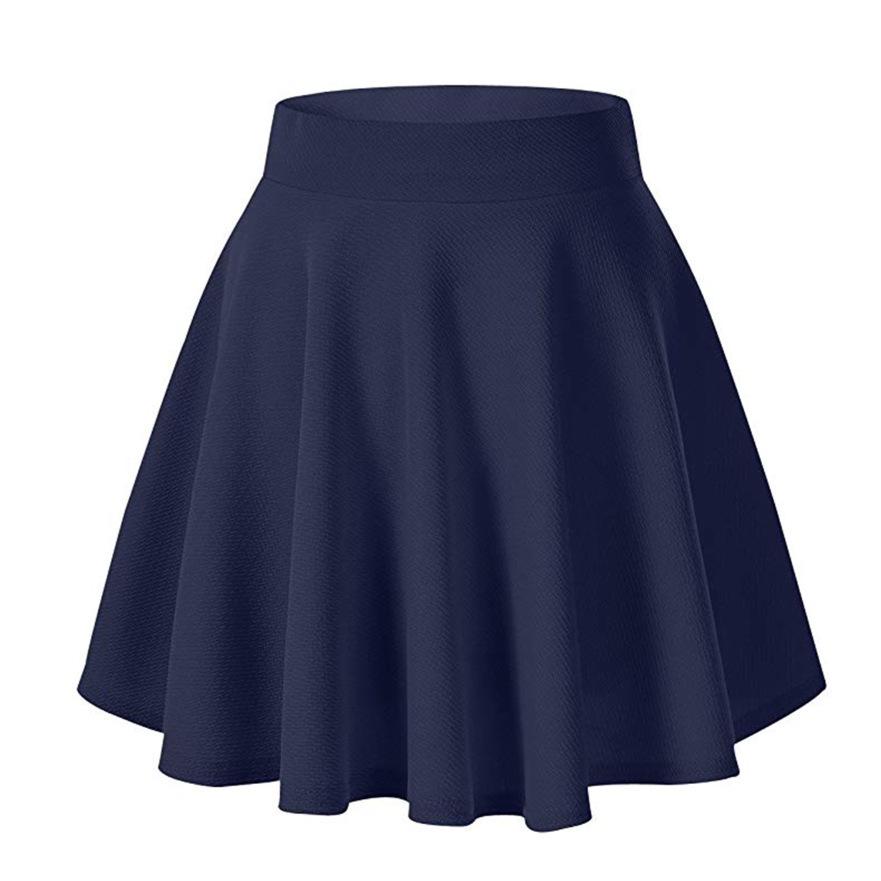 

Versatile Elastic Flared Mini Skater Skirt for Women S чорний