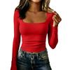 Women's Square Neck Long Sleeve Slim Fit Shirt
