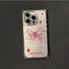 Square Back Tube Protection Clear Case For iPhone 16 ProMax 12 11 15 Plus 14 Pro Max 13 Anti-Oxygen,English Pink Butterfly Pattern Casing