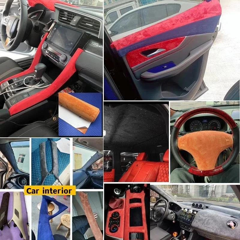 High-end Suede Self Adhesive Leather Repairs for Car Interior Door Panel Velvet Fabric DIY Sticker Furniture Sofa Renovation