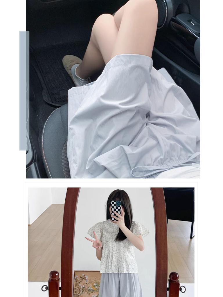 Women's High-Waist Blue Ice Silk Wide-Leg Shorts - Summer 2025 Mid-Length Casual Sportswear