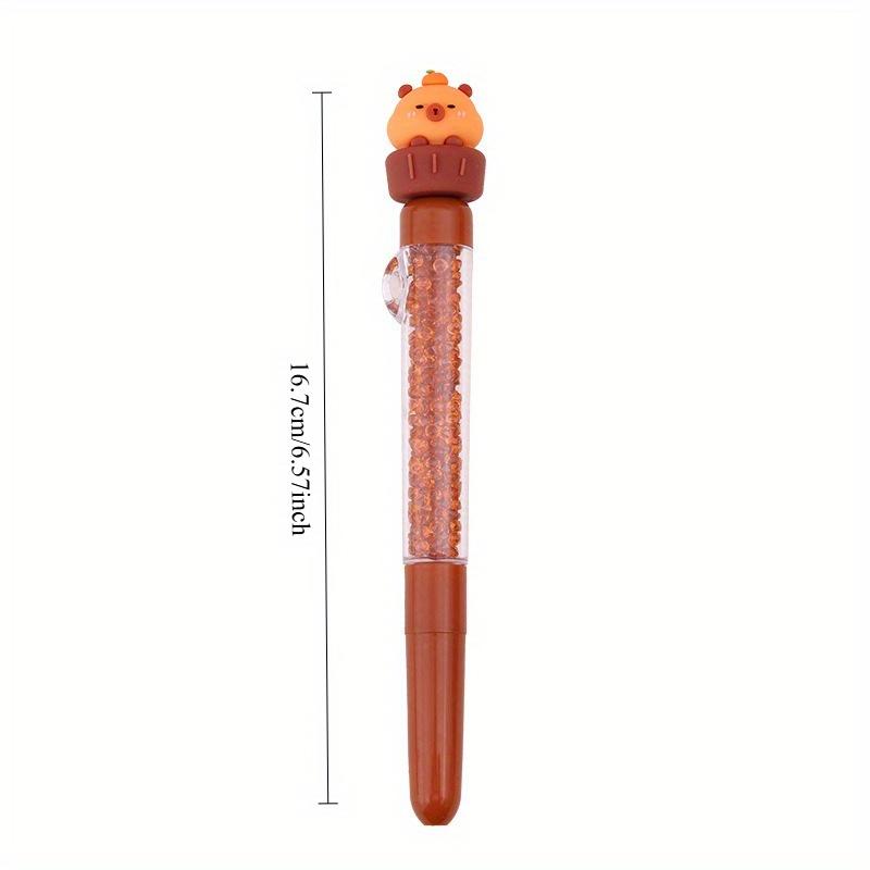 36pcs Capybara Soft Glue Crushed Diamond Neutral Pen Shape Neutral Pen Cartoon Cute Wide Pen Thick Pen Student Line Color 0.5mm Black Prize Pen