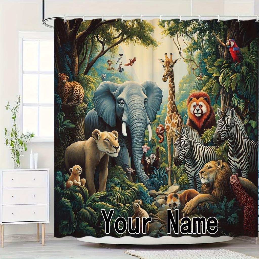 Jungle Adventure Shower Curtain - Water-Resistant Fabric for Bathroom - Perfect for Nature and Wildlife Enthusiasts