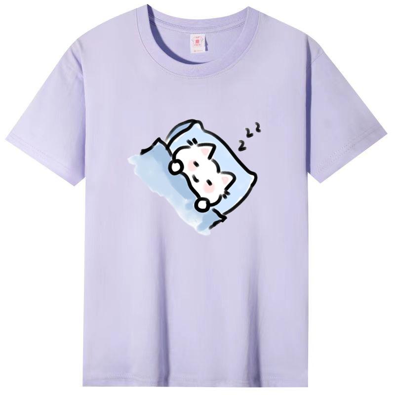 Dámské léto Populární tričko s krátkým rukávem Bavlna Prodyšné Volný top Potištěné tričko Ležérní