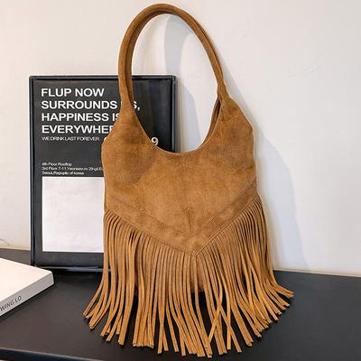 Women's Suede Shoulder Bucket Bag  Bags  Bags  Tassel  Women's Bags  Luxury  Designer  Fashion  Trend  New