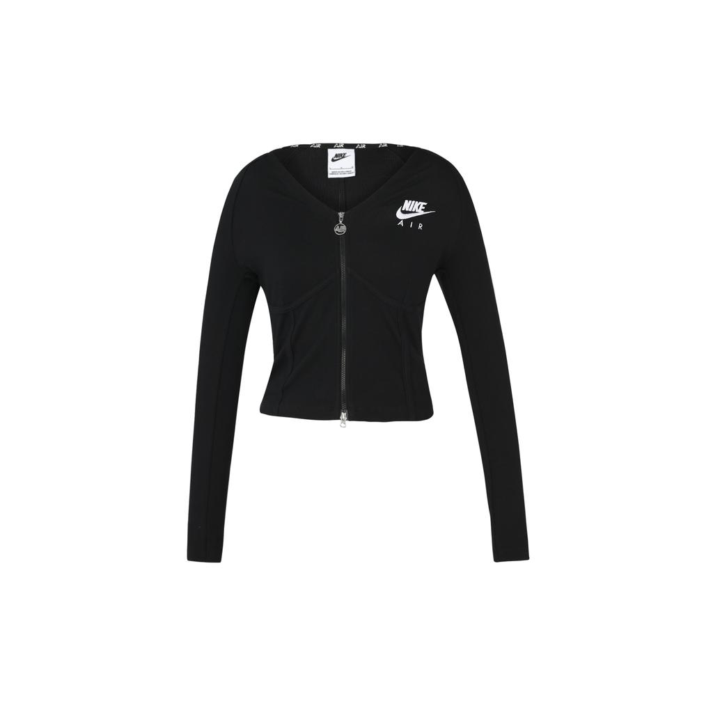 Nike Sportswear Women's Logo Embroidered Double-Zip Herringbone Jacket Black FD2377-010