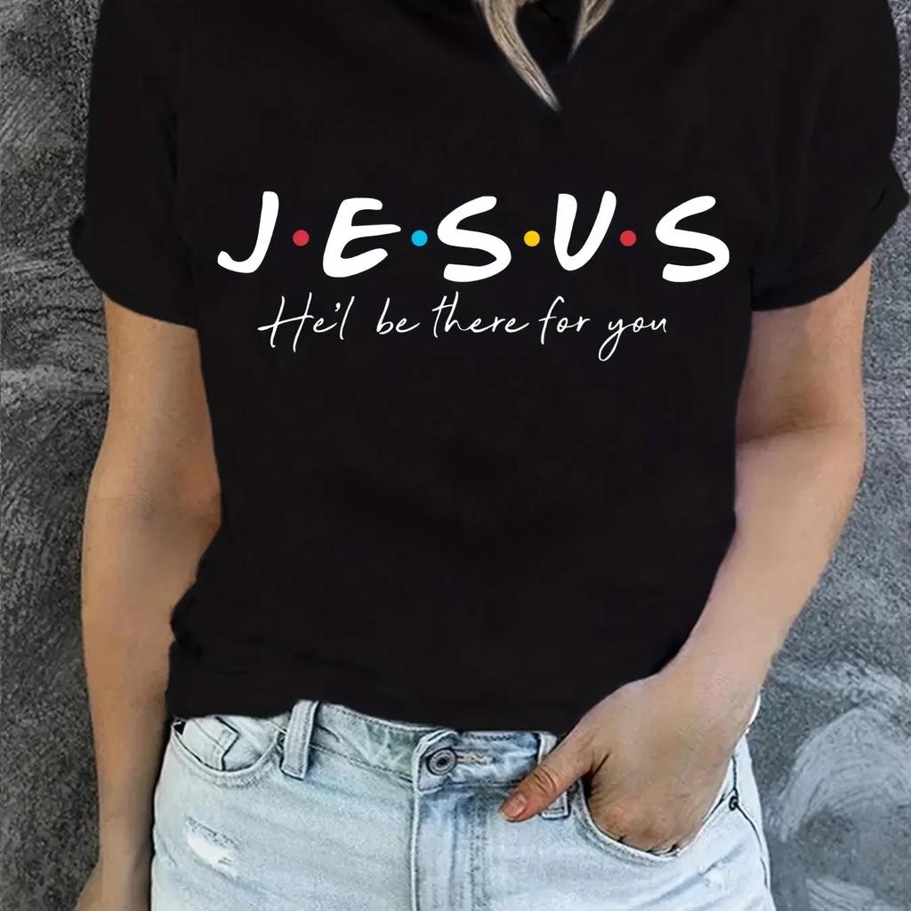 Jesus Print T-Shirt Summer Short Sleeve Casual Top Women's Clothing Tee Women Streetwear T Shirt Female  Y2k Top