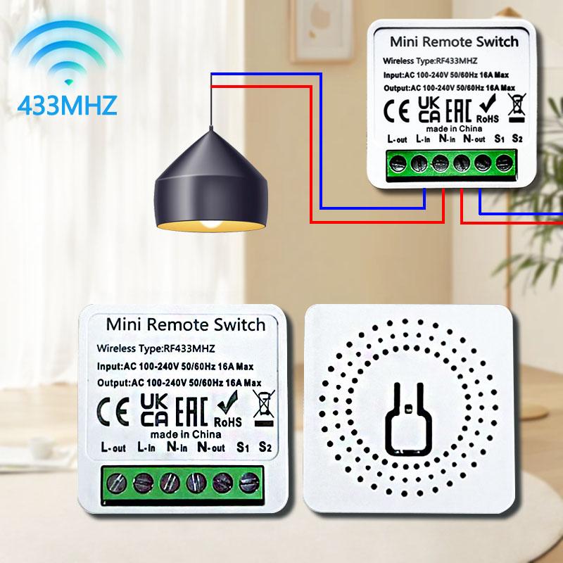 RF 433MHz Fan Smart Switch AC 100~240V 16A Relay 1/2/3 Gang Wall Panel Switch Mini Round Button Remote Control For Home Led Lamp