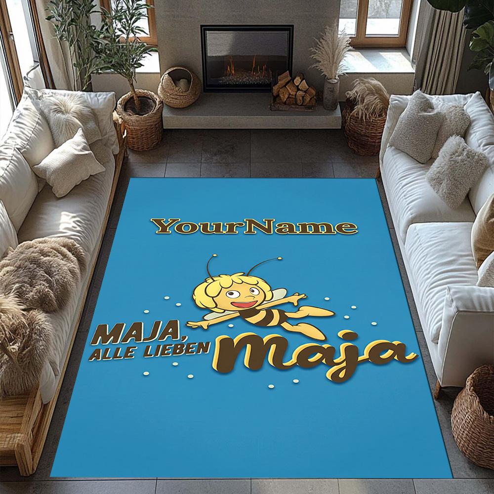 Biene Maja Customize Text Floor Mat Design for Hallway Kitchen Study room Outdoor Antislip Carpet Anime Office Decor Best for Christmas