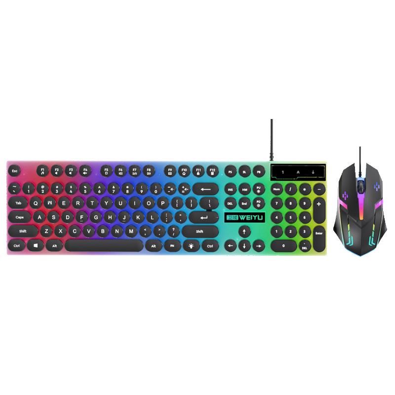 Retro Punk Luminous Gaming Keyboard & Mouse Set with Mechanical Feel - Wired Esports Style