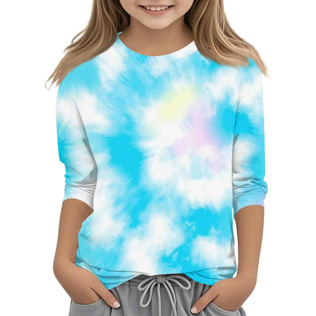 Children's 3/4 Sleeves Printed O-neck Top Everyday Casual T-shirt