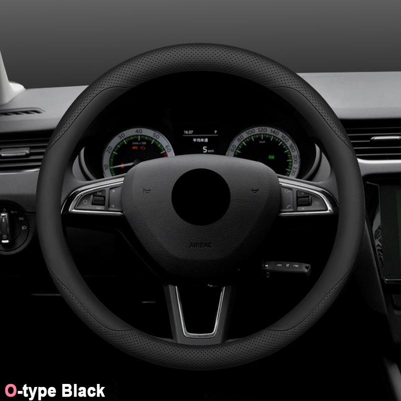 High Quality Leather Car Steering Wheel Cover Wrap for Skoda Octavia Rapid Superb Fabia Kodiaq Kamiq Anti-Slip Auto Accessories