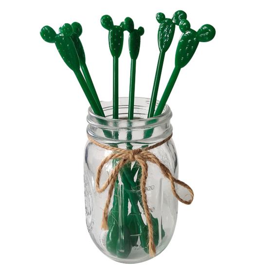 6 szt. Mieszadełek Wielokrotnego Użytku w Kształcie Kaktusa Plastikowe Mieszadełka do Napojów Akcesoria na Wesele Urodziny Koktajl Party do Jadalni