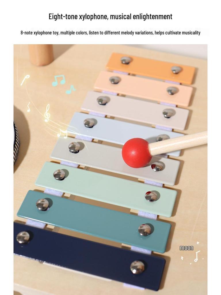 Children's Wooden Music Stand & Drum Set Montessori Xylophone Toy