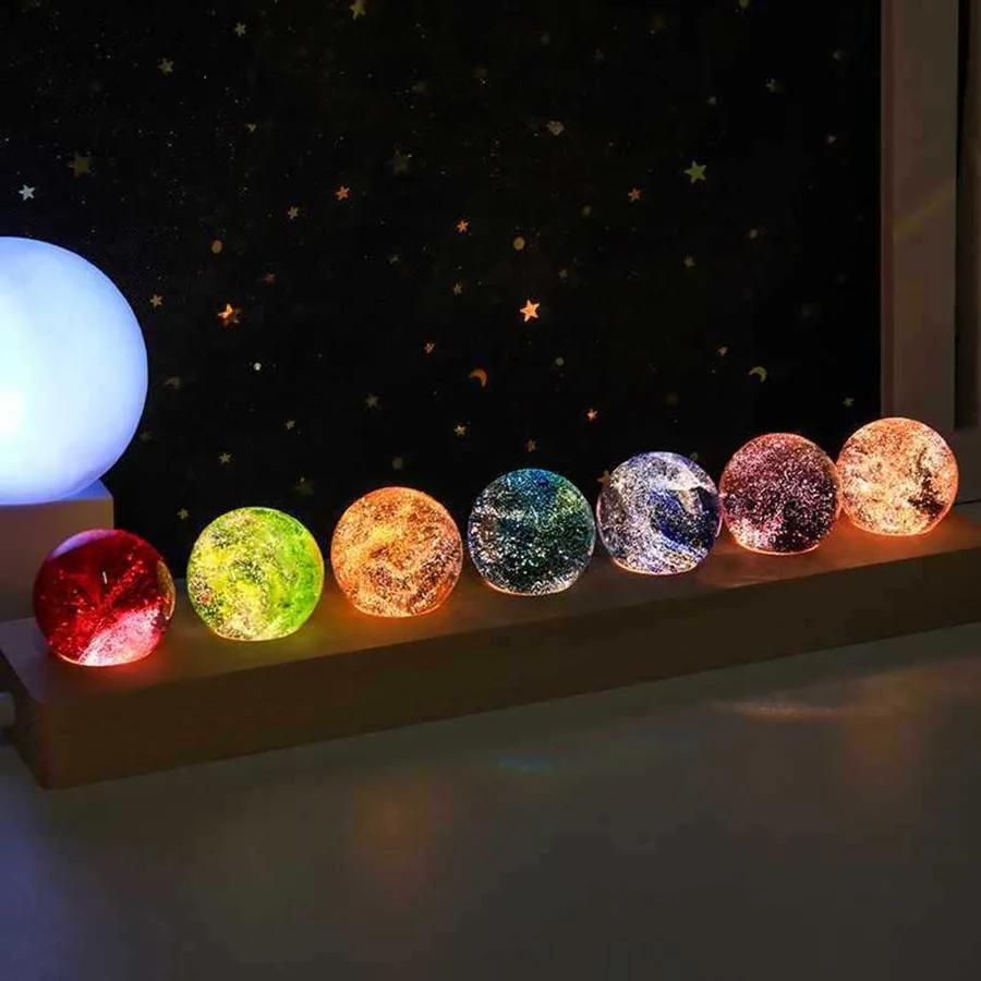 

Colorful Glass Star Ball Night Light, Luminous Planet Galaxy Sphere Ornament for Bedroom Desk Decor, Cosmic Gift Idea