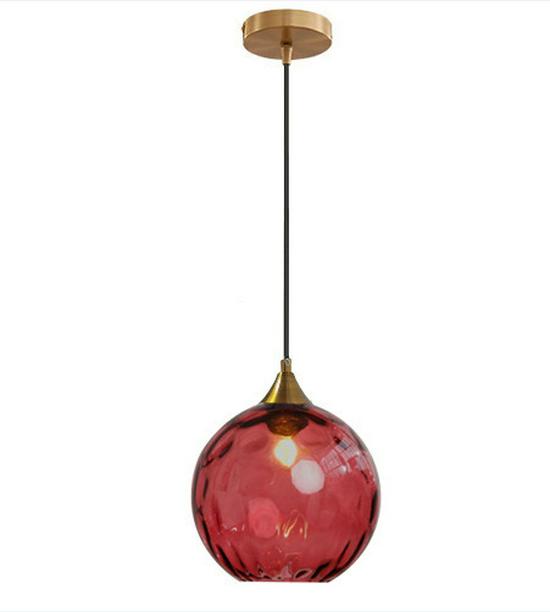 Nordic Colorful Water Ripple Glass Sphere Pendant Lamp for Bedroom or Bar.