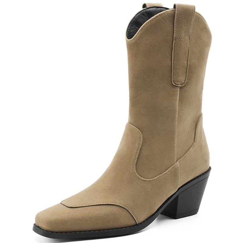 

Замшевые ботильоны для женщин Осень Зима Черные Коричневые Короткие Ботинки Панк Низкий Каблук Вечерняя Обувь Женский Бренд Большой Размер 45 48 39 абрикосовый