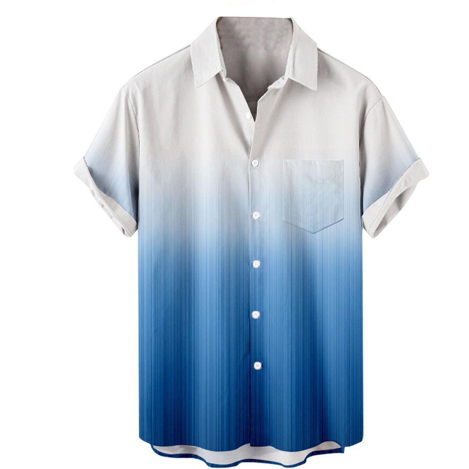 

Мужская повседневная пляжная праздничная одежда с отворотом и градиентом, мужская модная рубашка XL
