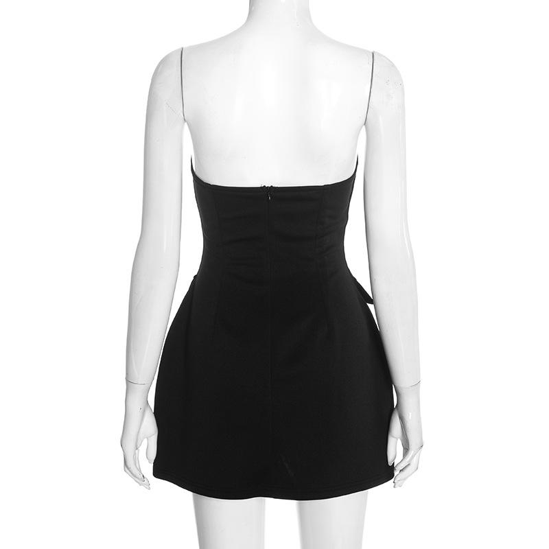 D25DS580 Europäischer & Amerikanischer Herbst/Winter Sexy Einfarbiger Schlank geschnittener Bandeau Knospenrock für Damen