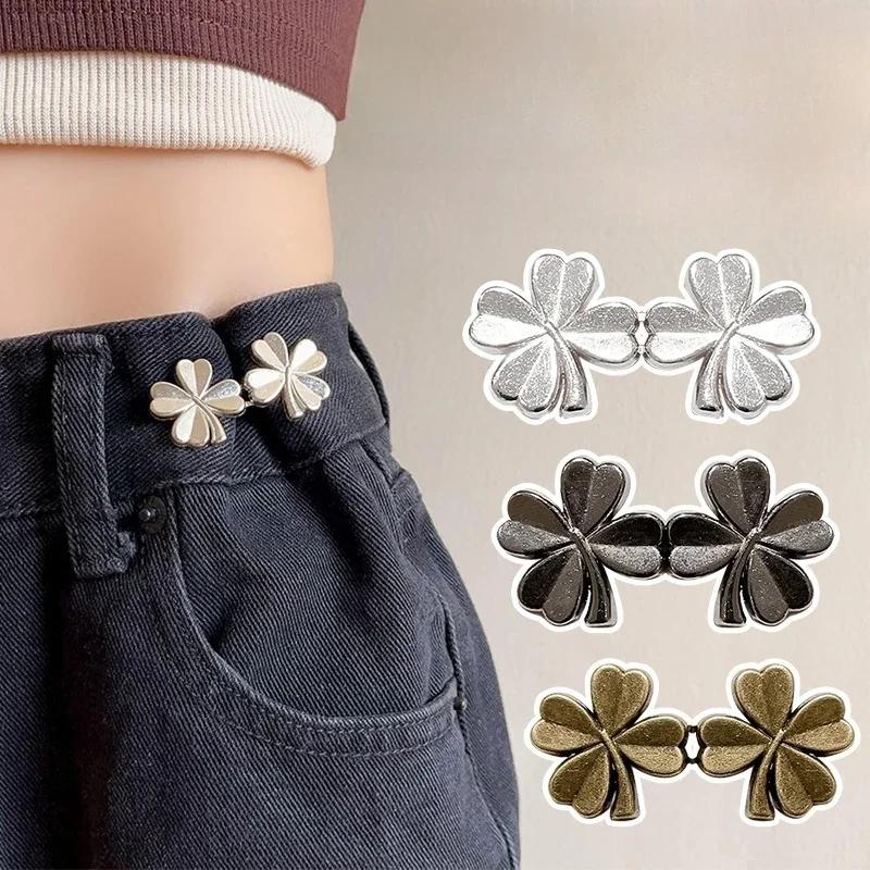 1/4Set Tighten Waist Buckle Alloy Brooches Pins Clip Adjustable Snap Button Jeans Buttons Detachable Clothing Accessories Diy
