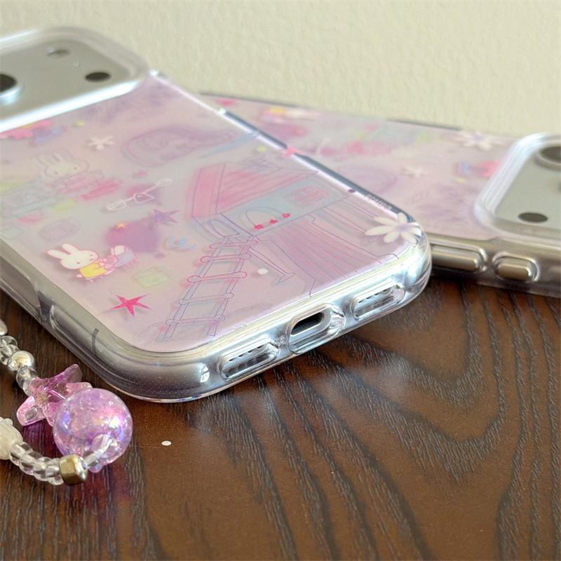Graffiti Purple Rabbit iPhone Case for 16 Pro Max/15/14
