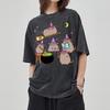 Cartoon Animal Print Style Shirts Men Pattern Cotton T-Shirt Water Wash Vintage Loose Clothing Personality Women's Tshirt