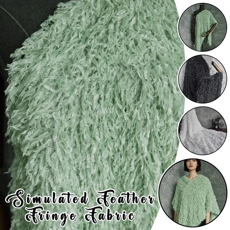 Tessuto con Frange di Piume Simulate 50x150cm Morbido Fatto a Mano DIY Materiale Decorativo per Sfondo Fotografico Costume di Scena Abito Soffice Fornitura