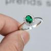 Green Oval Cubic Zircon Lab Emerald Rings Engagement 100 %Real Women  Tone Gemstone Finger Ring Female Nuptial Bridal Jewelry