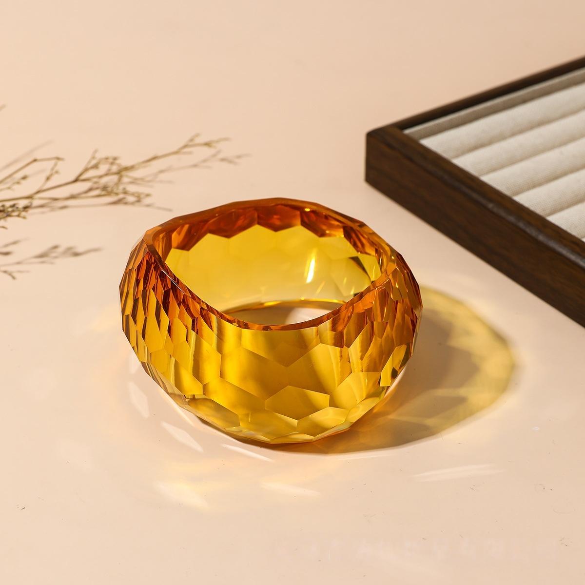 Asymmetric Cutting Geometry Transparent Colorful Resin Acrylic Bangles For Women Bangle Bracelets Charm Thick Simple Jewelry