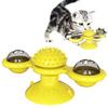 Windmill Cat Toy Interactive Spinner Pet Toys with Catnip And LED Light Cat Face Massage Brush with Suction Cup for Indoor Cats