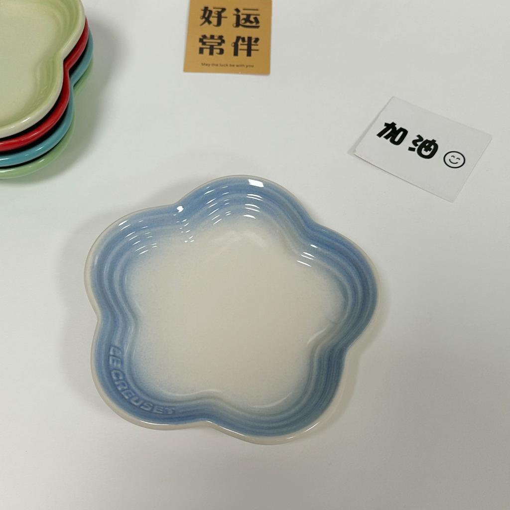 Plum Blossom Small Plate 5.5Inches 14cm Rainbow Sauce Plate Flower Shaped Pet Gradual Spike Bone Plate Tableware Ceramic Dishs