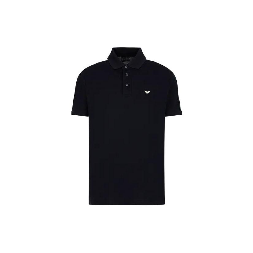 Emporio Armani Logo Print Striped Solid Short Sleeve Polo Shirt Men Polo Shirts Navy-Blue 6R1FC5-1JTKZ-0920 XL