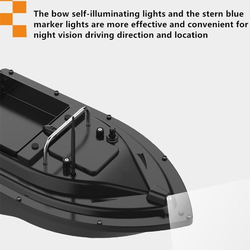 Barco de Isca RC à Prova d'Água de Alta Velocidade com Controle Remoto 2KG de Carga 500M Cruzeiro de Velocidade Fixa Luz Noturna Barco de Pesca RC GPS Barco de Isca e Alimentação de Anzol