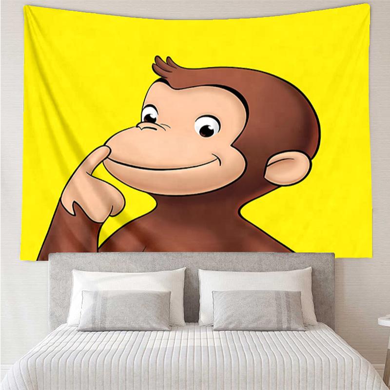 Curious George1 Tapestry for Bedroom Aesthetic Classroom Tapestries Wall Hanging for Living Room Dorm Office,Ideal Creative Gift