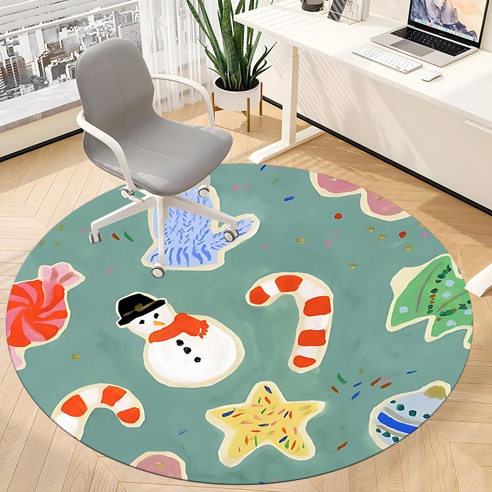 1pc Christmas Cookies Chair Carpet for Office, Non-slip, Soft and Durable Office Rug for Interior Decoration, Perfect for Office yy260313014