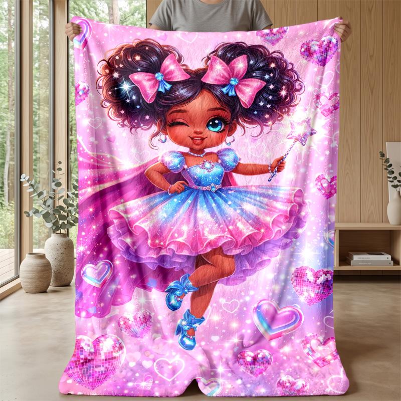 Magical Princess in Sparkling Dress Theme blanket Lightweight Warm Flannel Blanket Decorative Throw Blanket for Home Decoration