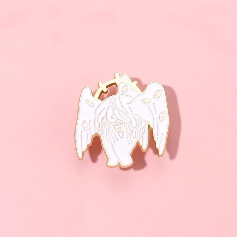 Brooch Alloy Striking Of Cartoon Demon Girl Design With Wings And Halo For Bags Trendy