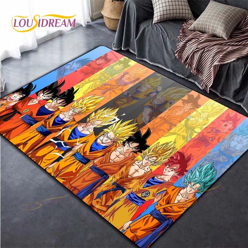 Alfombra antideslizante con dibujos de Dragon Ball Goku para suelo, alfombra cuadrada de calidad para habitación, suelo de baño y cocina extraíble, alfombra impermeable