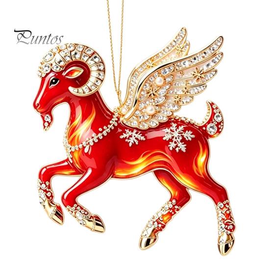Festive Atmosphere Supplies 2PCS Christmas Goat Hanging Ornaments, Decorative 2D Acrylic Tree Ornament for Restaurant Pendants, Lightweight Ornaments