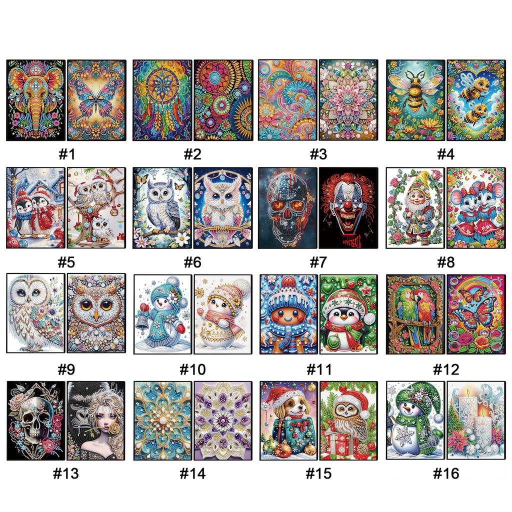 2pcs Partial DIY 50 Pages A5 Diamond Painting Notebook Special Shaped Rhinestones Art Journal Wireless Strip for Adults Beginner