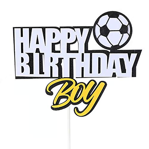 Happy Birthday Cake Topper, Soccer Ball, Boy, 6-Piece Set