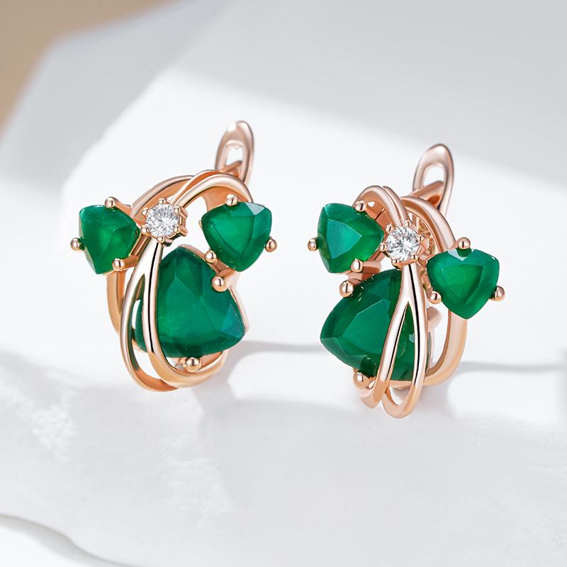 Unusual Full Sparkling Green Natural Zircon Drop Earrings For Women Luxury Rose Gold High Quality Daily Fine Jewelry