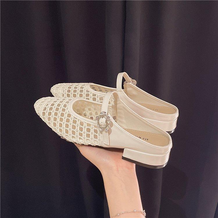 

Lovanson Baotou Полусабо Женские 2025 Новые Летние Женские Туфли на Мягкой Подошве Носить с Юбками Плоская Подошва Французские Ленивые Туфли 40