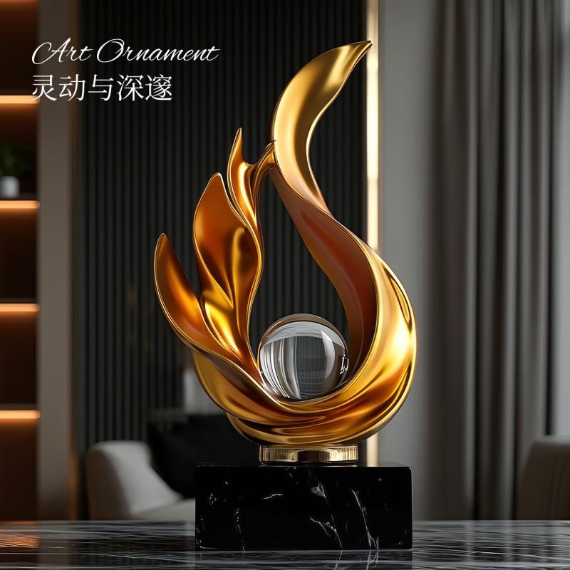 Abstract Flame Art Resin Sculpture Decor Living Room Office Study Entryway TV Cabinet Modern Home Decoration