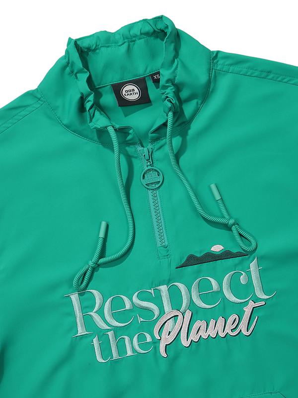 Bbc Earth [Albert] Planet Embroidered Short Sleeve Anorak_Green