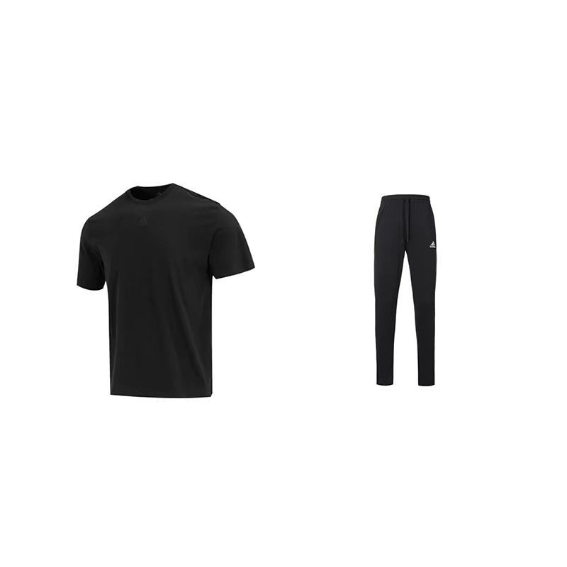 

Adidas Crew Neck Solid Color Short Sleeve T-Shirt And Elastic Long Pants Casual Sports Suit Unisex Sets IC9793+GK9222 S