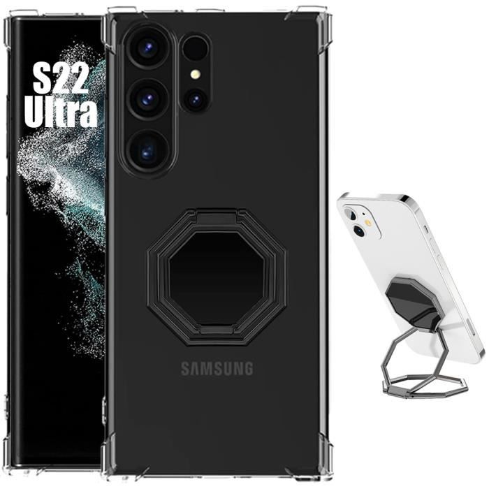 Coque - BOOLING - pour Samsung Galaxy S22 Ultra - Silicone Antichoc - Support Multi-Angle - Gris